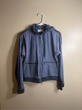 Adidas by Stella McCartney Blue Mesh Zip Hoodie Jacket Athletic Activewear